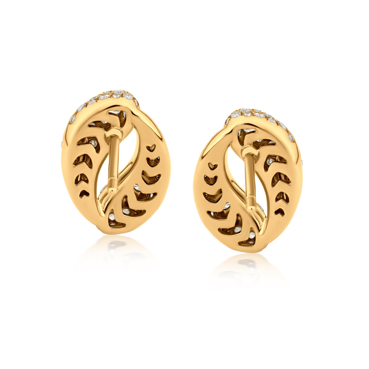 Oval Loop Earring With Diamond In 18K Yellow Gold