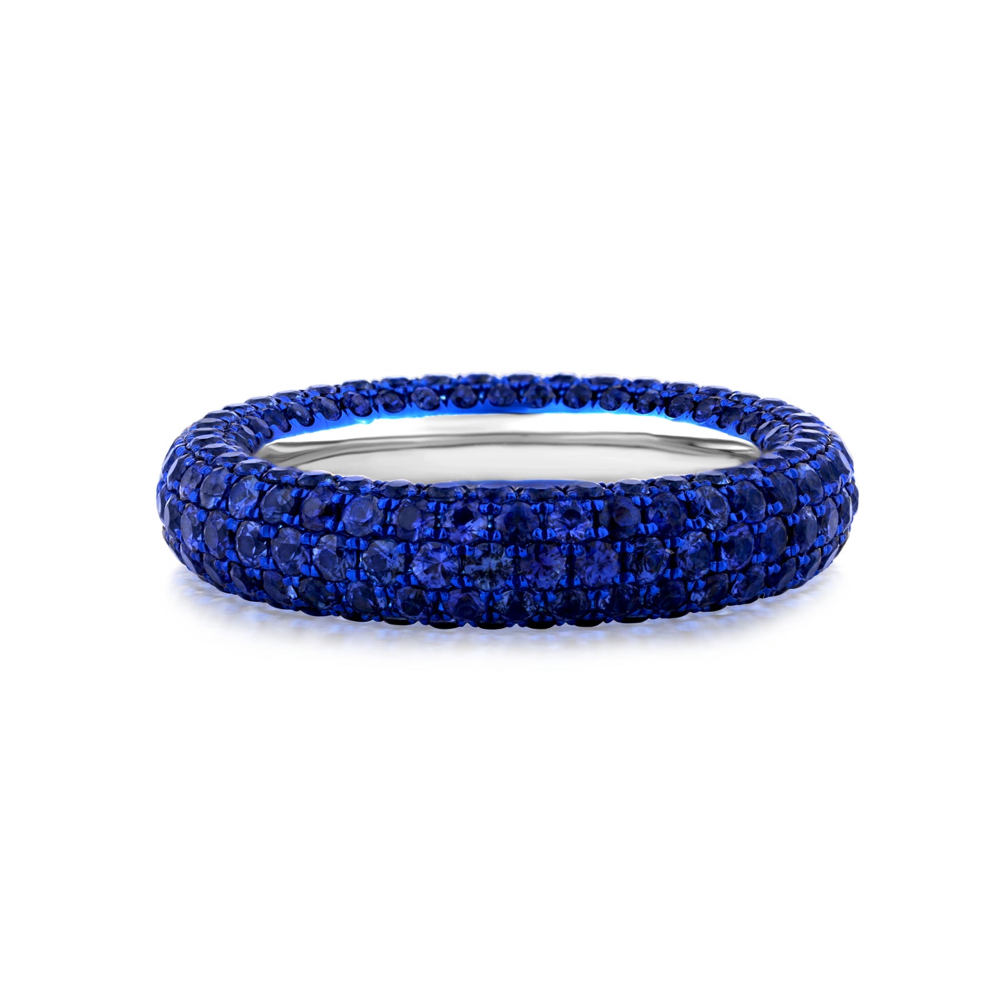 Ring With Sapphire In 18K White Gold And Blue Rhodium
