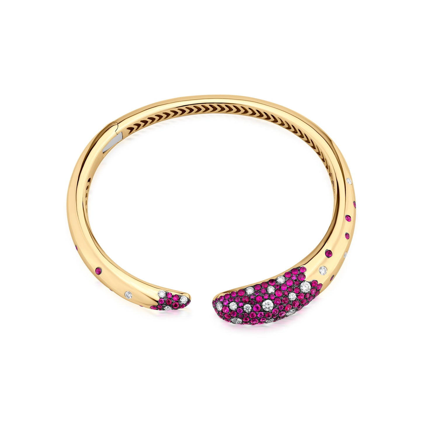 Bangle With Ruby And Diamond In 18K Yellow Gold And Black Rhodium