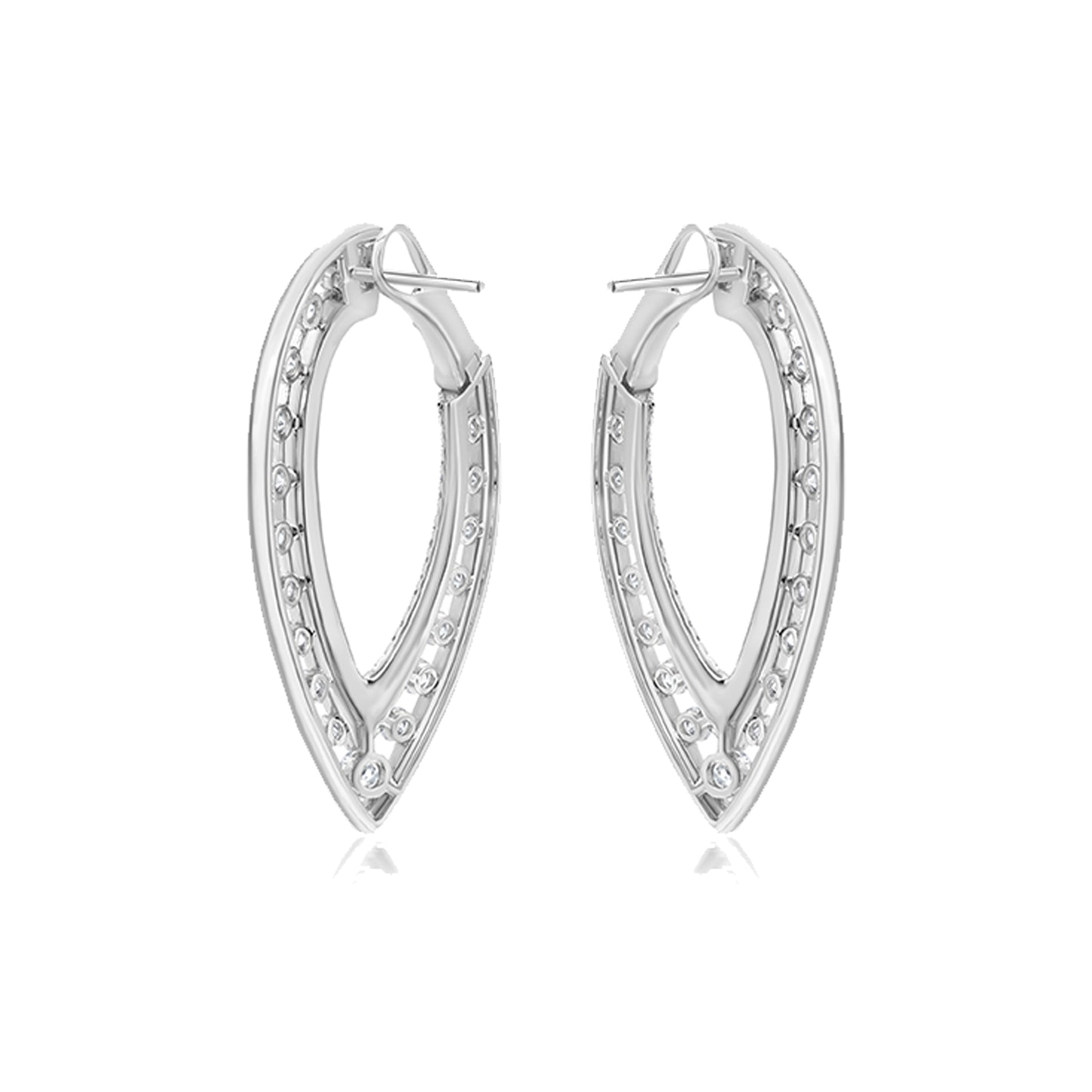 18K White Gold Enamel and Diamond Stud Earring