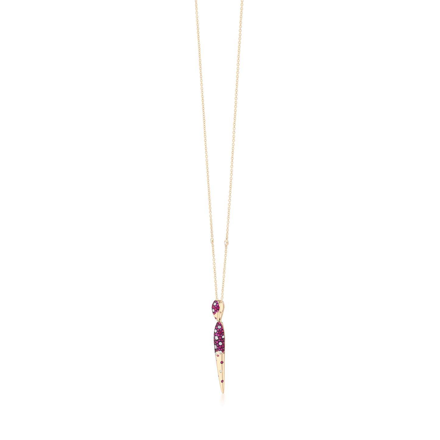 Necklace With Ruby And Diamond In 18K Yellow Gold And Black Rhodium