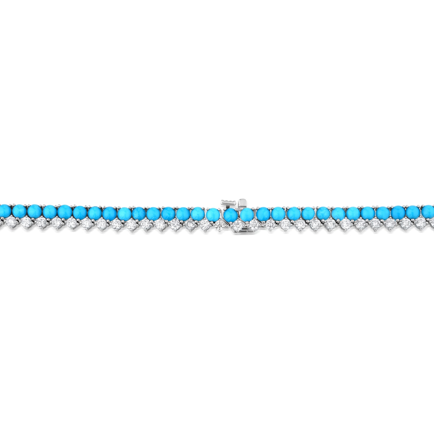 Dual Row Necklace With Turquoise And Diamond In 18K White Gold