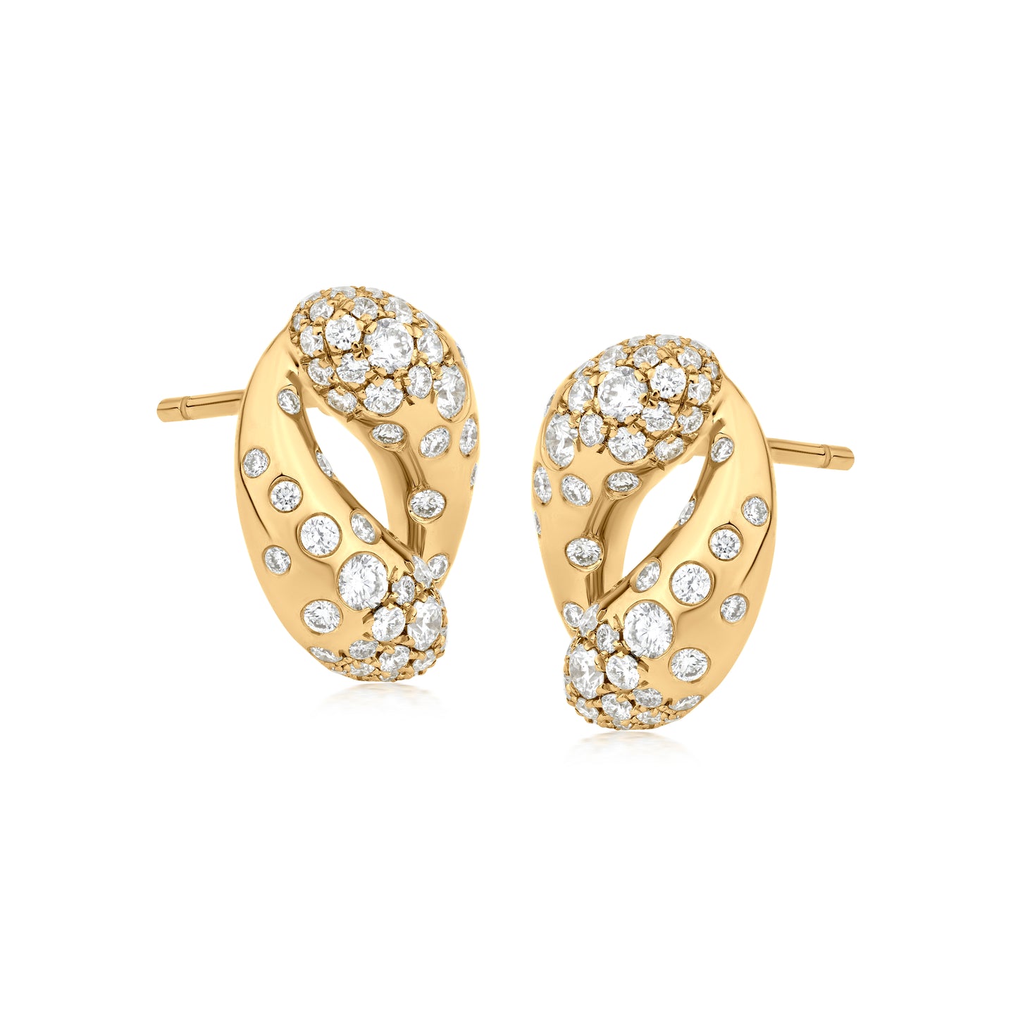 Oval Loop Earring With Diamond In 18K Yellow Gold