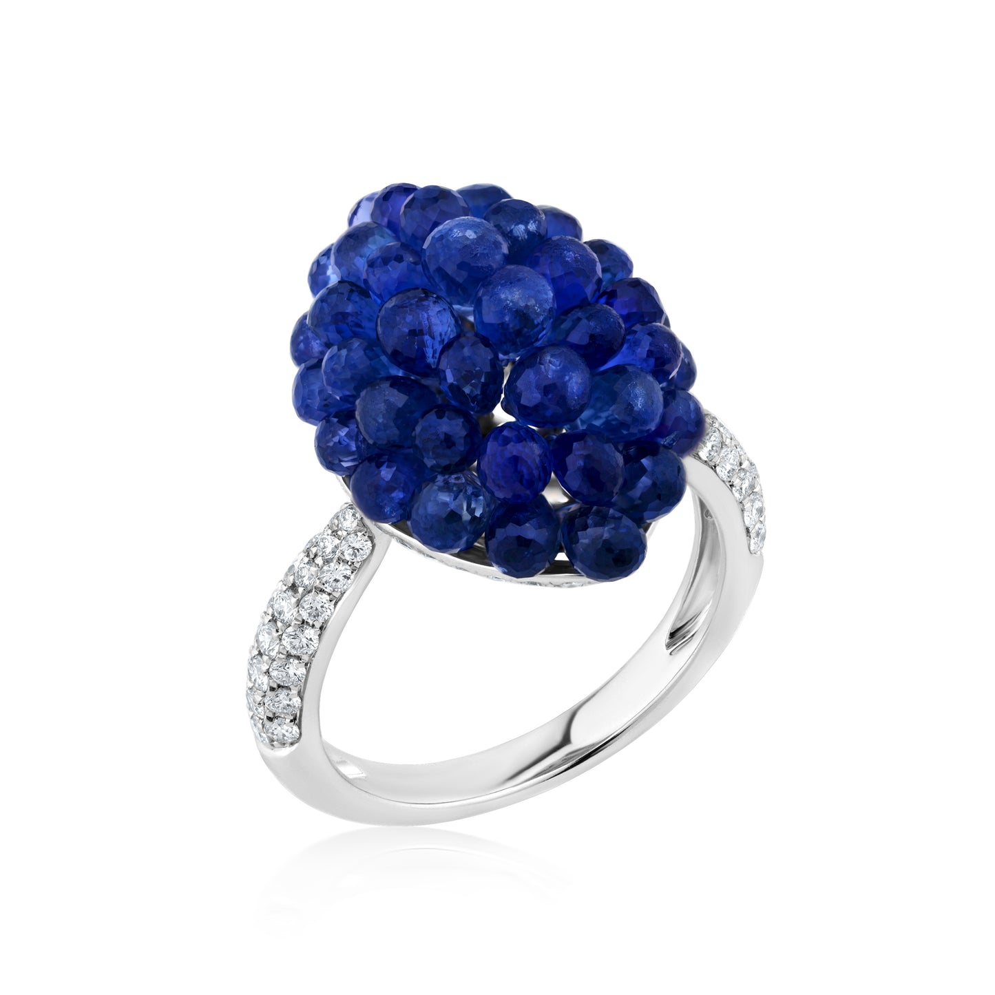 Oval Cluster Ring With Sapphire And Diamond In 18K White Gold