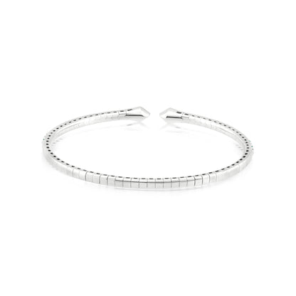 Emerald and Diamond 18K White Gold Open Bangle