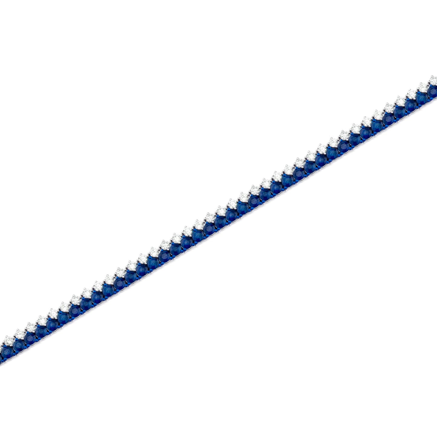 Sapphire and Diamond Dual Row Two-Tone 18K White Gold Bracelet