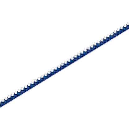 Sapphire and Diamond Dual Row Two-Tone 18K White Gold Bracelet
