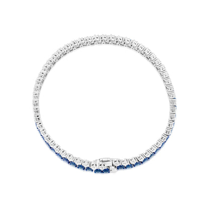 Sapphire and Diamond Dual Row Two-Tone 18K White Gold Bracelet