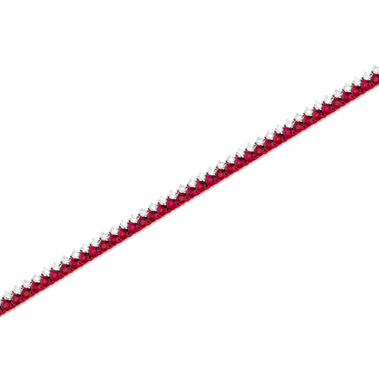 Ruby and Diamond Dual Row Two-Tone 18K White Gold Bracelet