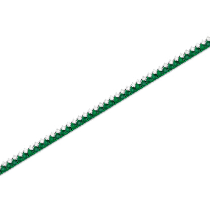 Emerald and Diamond Dual Row Two-Tone 18K White Gold Bracelet