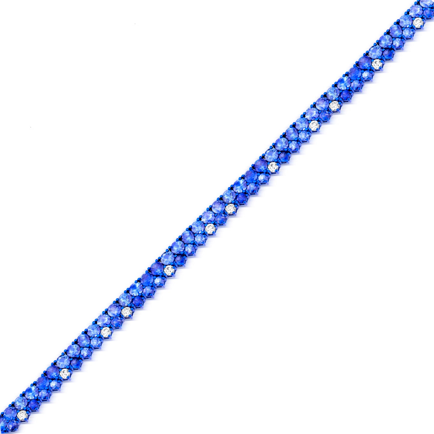 Sapphire and Diamond Dual Row 18K Gold Bracelet