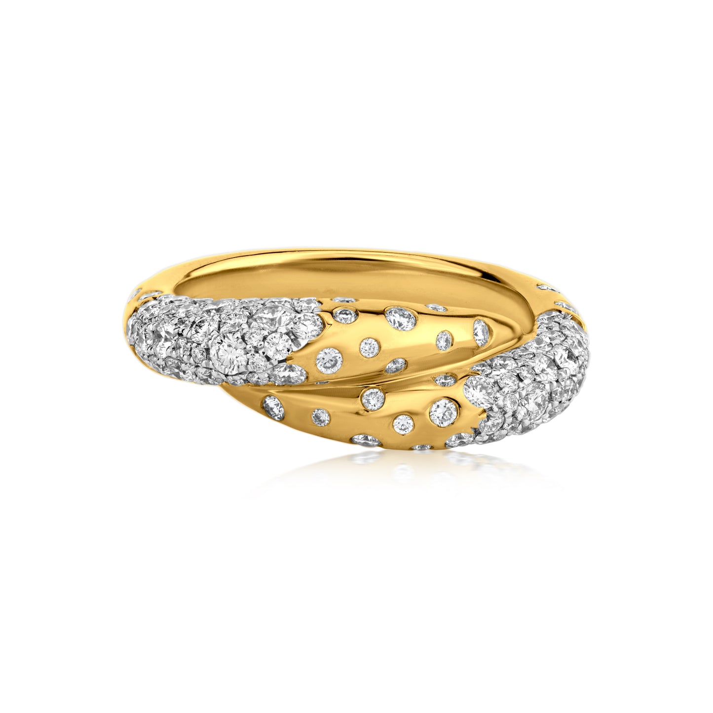 Pointed Wrap Ring With Diamond In 18K Yellow And White Gold