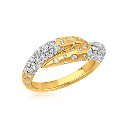 Pointed Wrap Ring With Diamond In 18K Yellow And White Gold