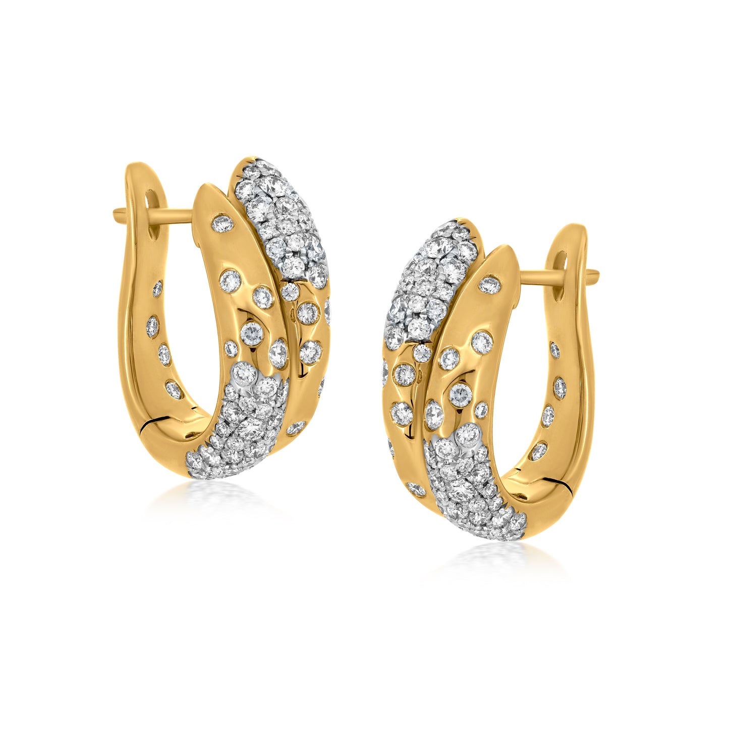 Hoop Earring With Diamond Head Detail In 18K White And Yellow Gold