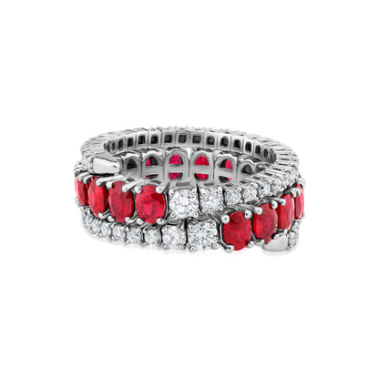 Spiral Ring With Ruby And Diamond In 18K White Gold