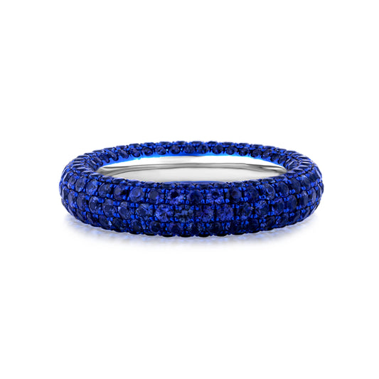 Ring With Sapphire In 18K White Gold And Blue Rhodium