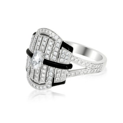 Middle Band Ring With Diamond In 18K White Gold