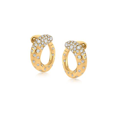 Overlap Round Earring With Diamond In 18K Yellow Gold