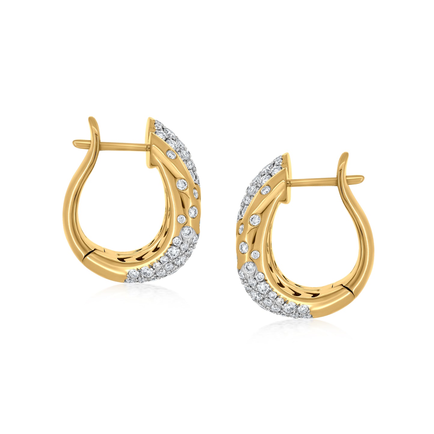 Hoop Earring With Diamond Head Detail In 18K White And Yellow Gold