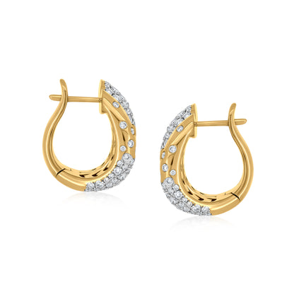 Hoop Earring With Diamond Head Detail In 18K White And Yellow Gold