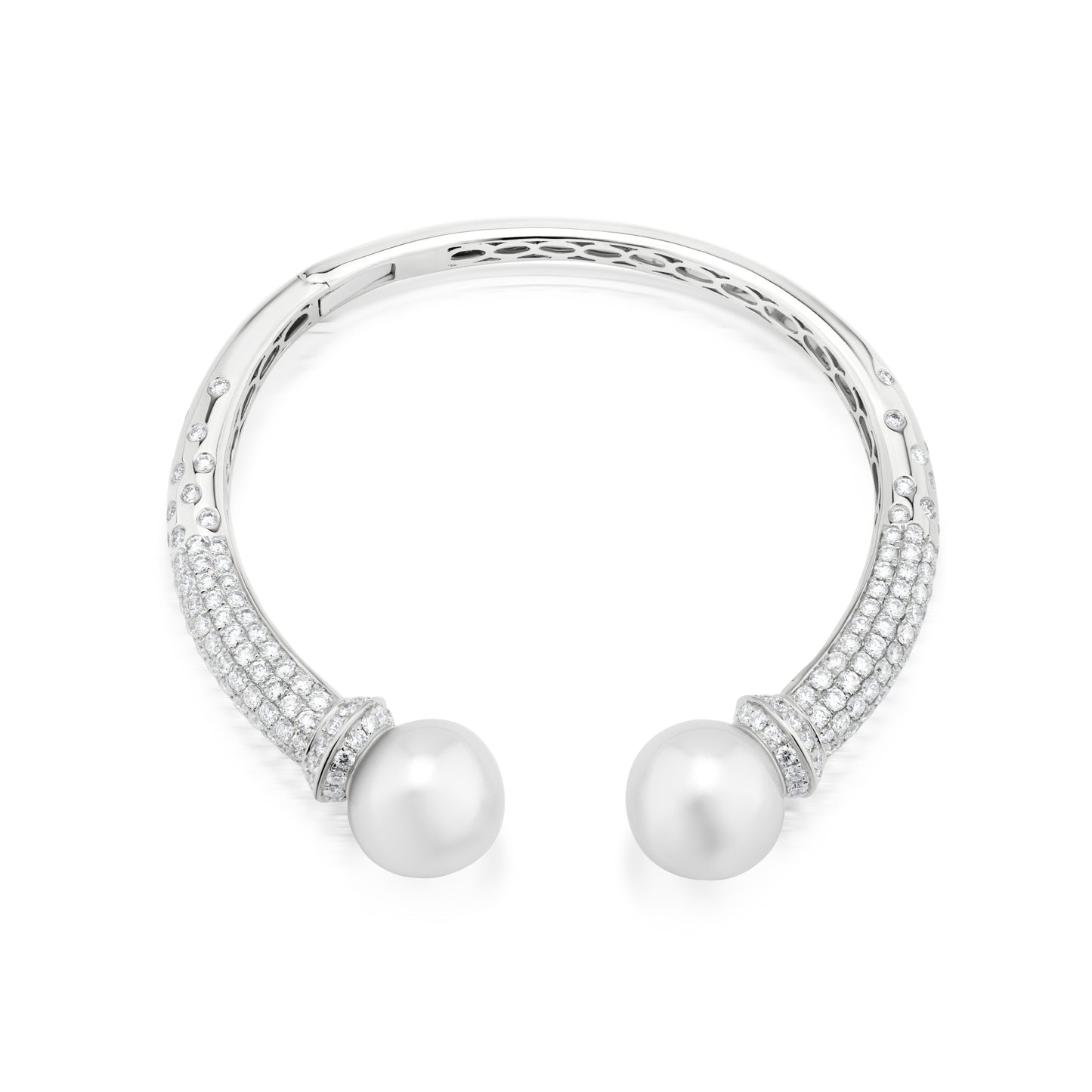 Bangle With Pearl And Diamond In 18K White Gold