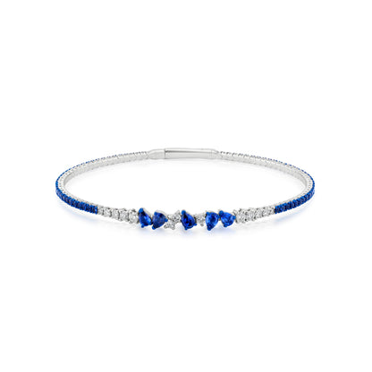 Sapphire and Diamond 18K White Gold Multi-Pear Bangle
