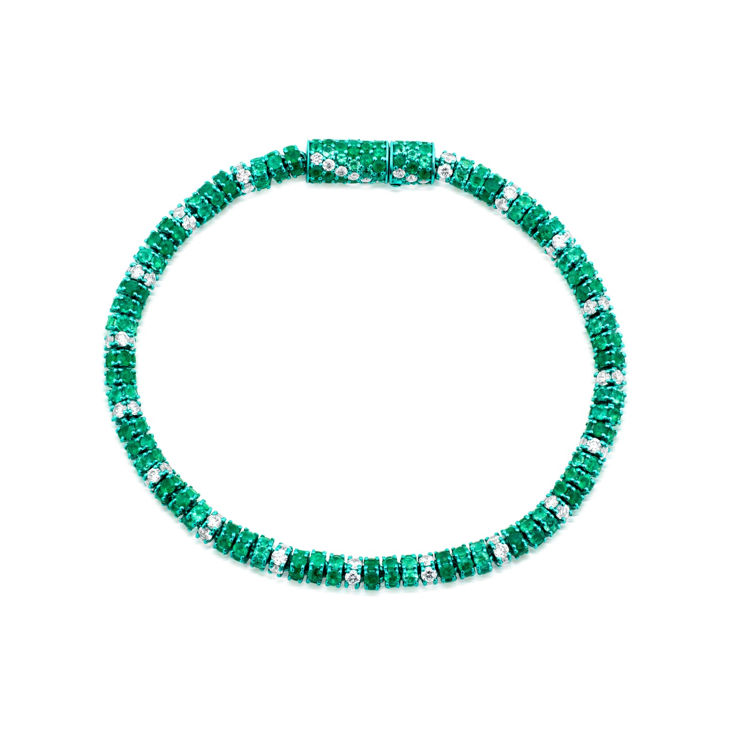 Emerald and Diamond 18K Gold Tennis Bracelet