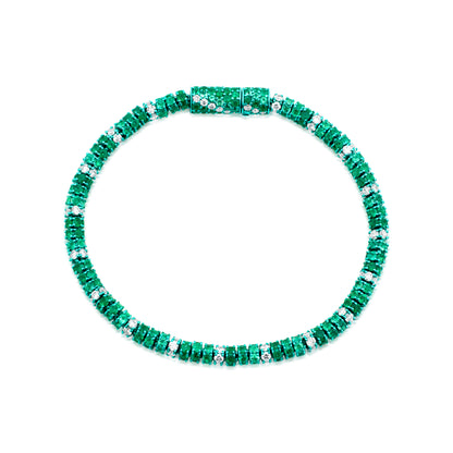 Emerald and Diamond 18K Gold Tennis Bracelet