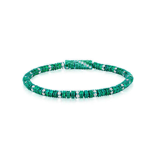 Emerald and Diamond 18K Gold Tennis Bracelet