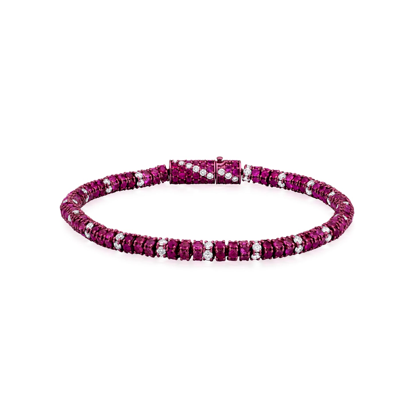 Ruby and Diamond 18K Gold Tennis Bracelet