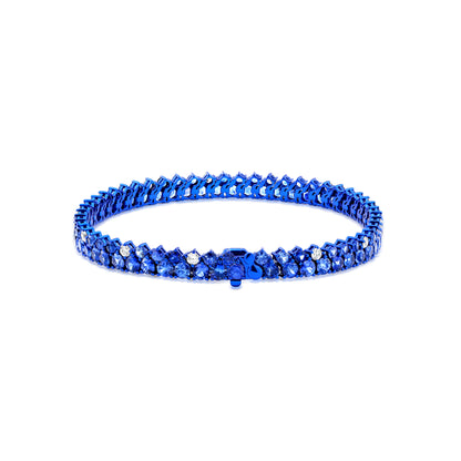 Sapphire and Diamond Dual Row 18K Gold Bracelet