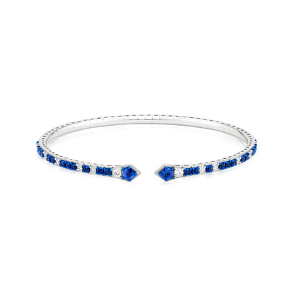 Sapphire and Diamond 18K White Gold Open Bangle