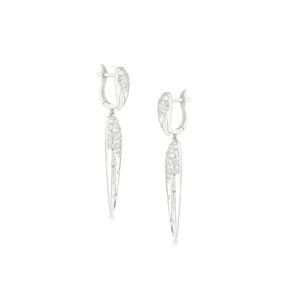 18K White Gold White Diamond Dangle Earring