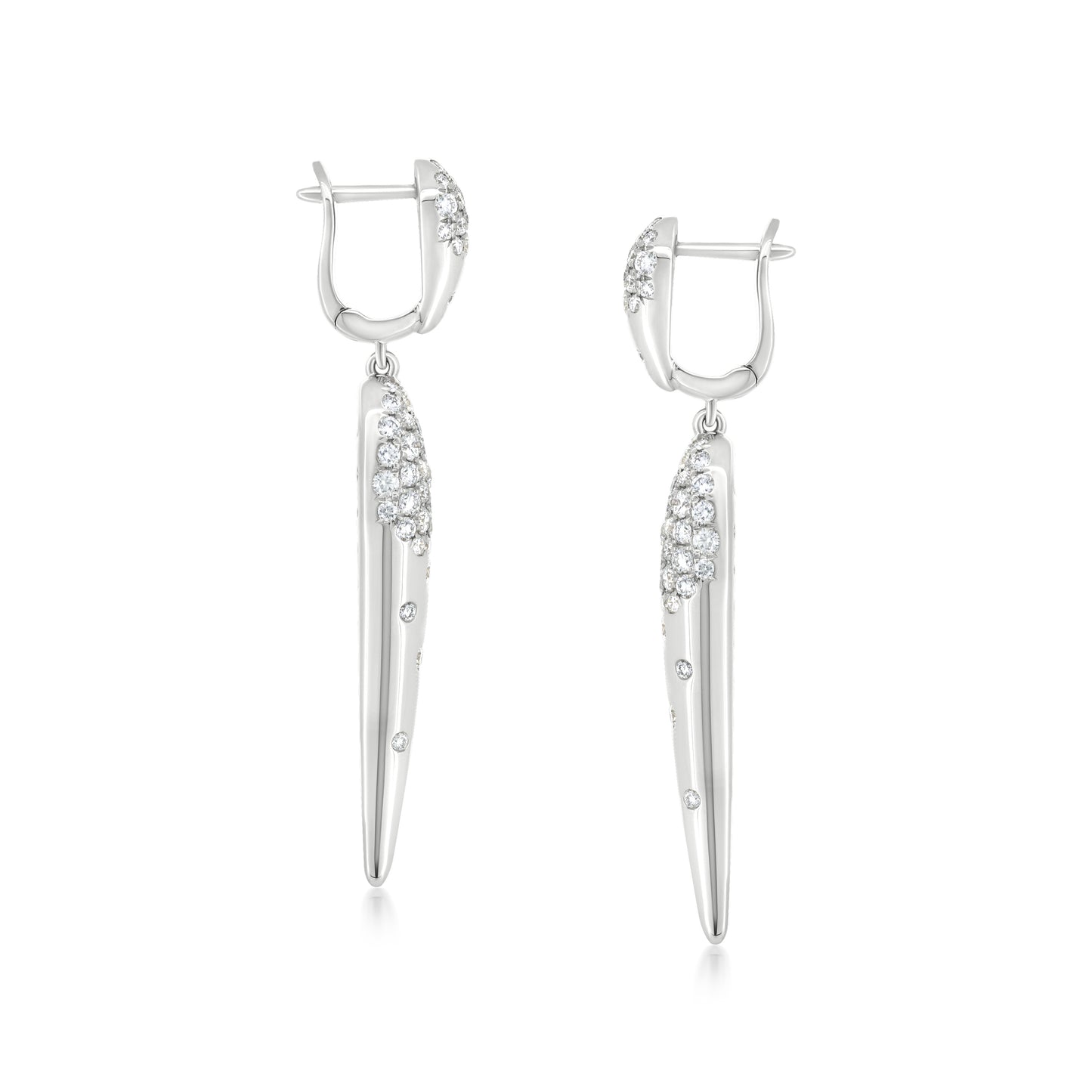 18K White Gold White Diamond Dangle Earring