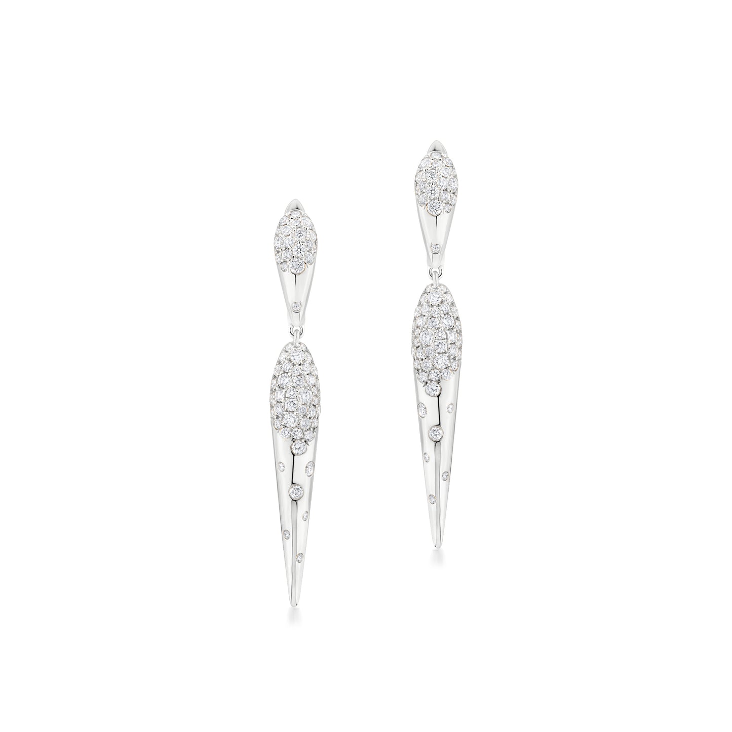 18K White Gold White Diamond Dangle Earring