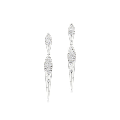 18K White Gold White Diamond Dangle Earring
