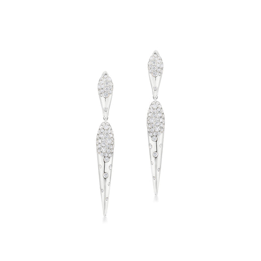 18K White Gold White Diamond Dangle Earring