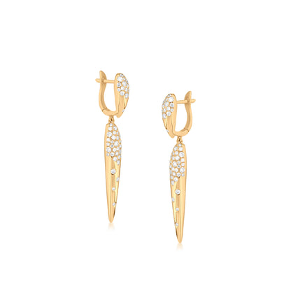 18K Yellow Gold White Diamond Dangle Earring