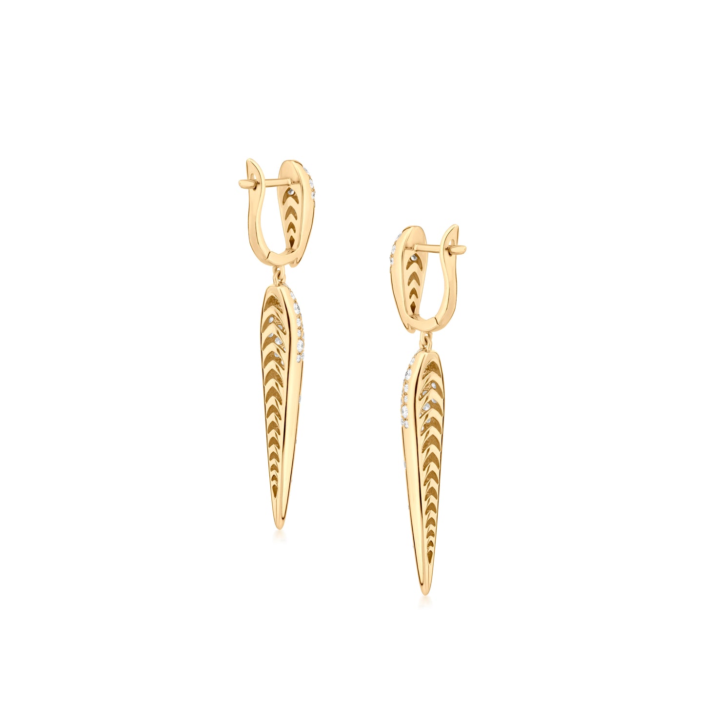 18K Yellow Gold White Diamond Dangle Earring