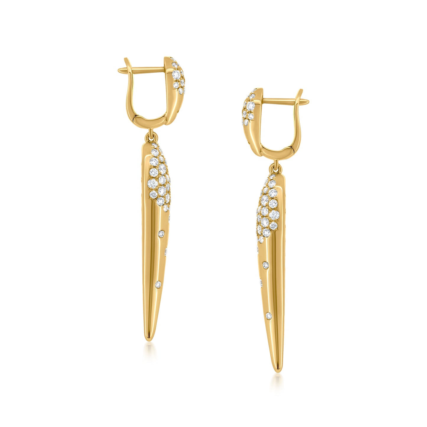 18K Yellow Gold White Diamond Dangle Earring