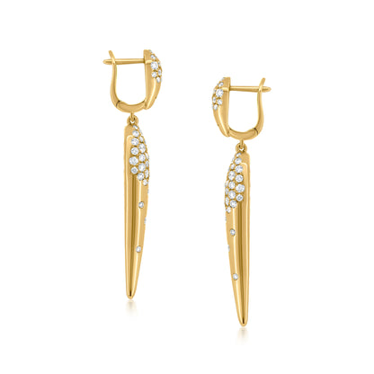 18K Yellow Gold White Diamond Dangle Earring