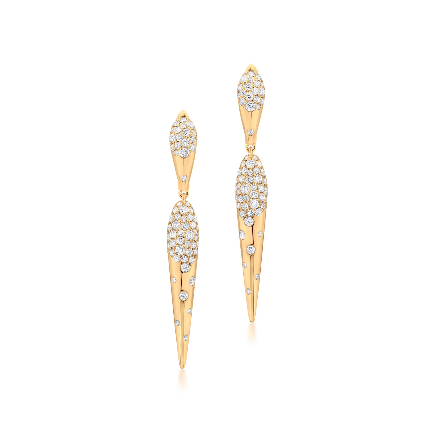 18K Yellow Gold White Diamond Dangle Earring