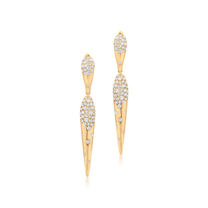 18K Yellow Gold White Diamond Dangle Earring