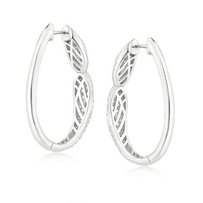 18K White Gold White Diamond Hoop Earring