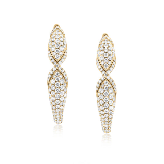 18K Yellow Gold White Diamond Hoop Earring