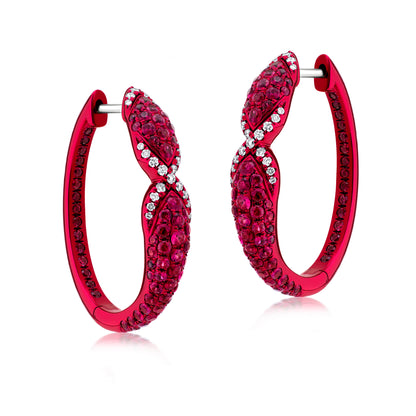 Earring With Ruby And Diamond In 18K Gold And Pink Rhodium