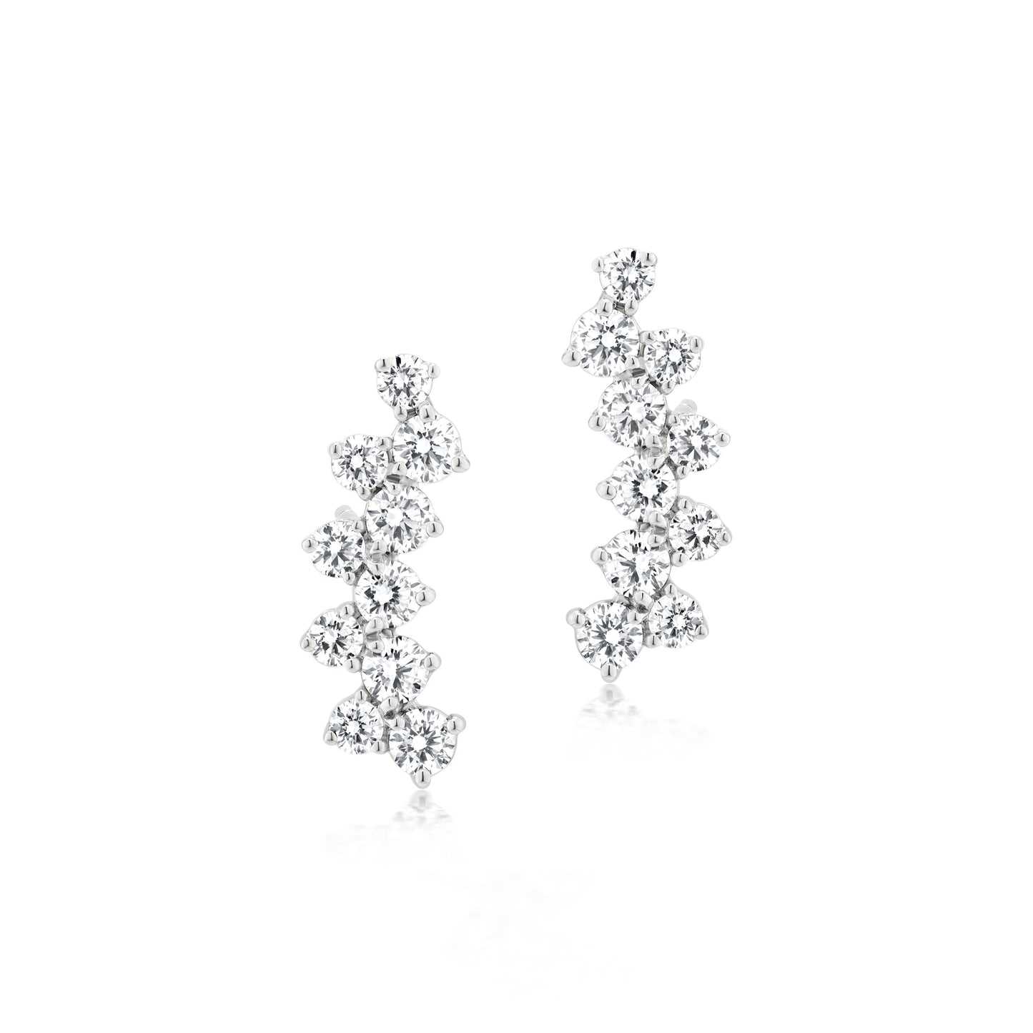 Diamond 18K White Gold Arc Stud Earrings