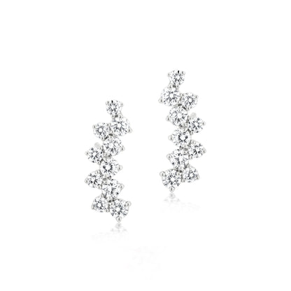 Diamond 18K White Gold Arc Stud Earrings
