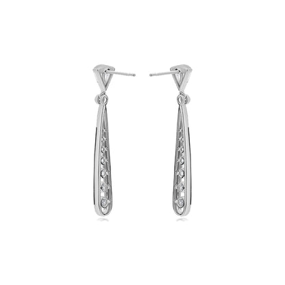 18K White Gold Diamond and Enamel Dangle Earring