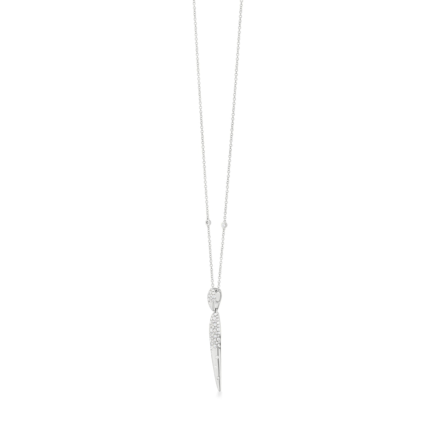 18K White Gold White Diamond Pendant Necklace